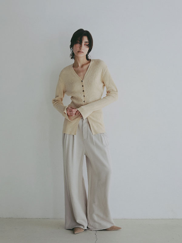 Vネックリブニットカーディガン