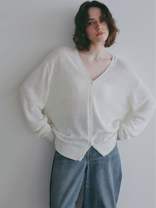 リリヤーンリネンVネックカーディガン