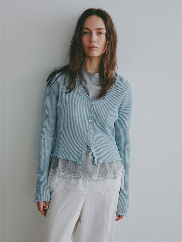 Vネックメローシアーカーディガン