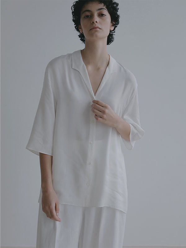 オープンネックキュプラシャツ