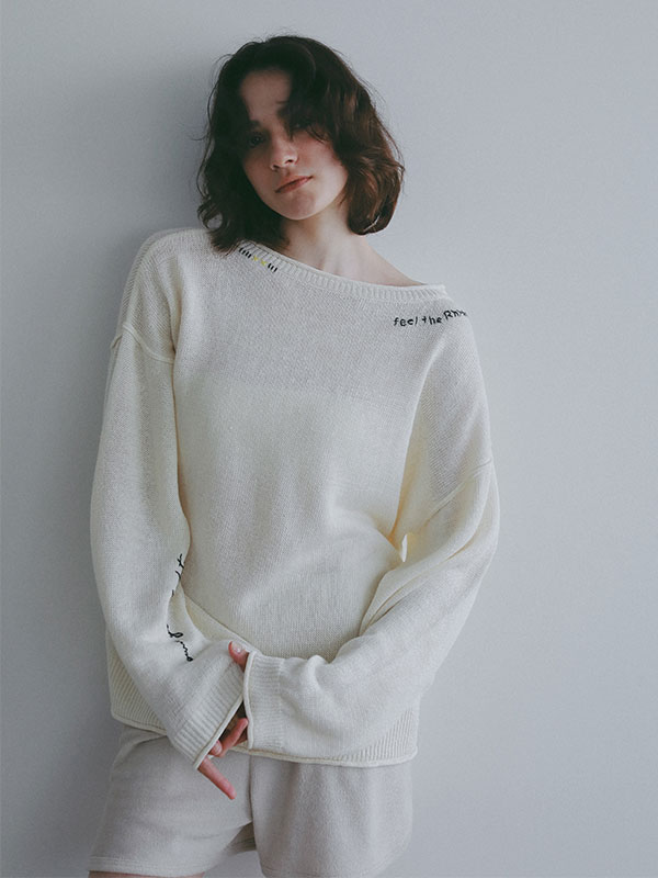 エンブロイダリーローゲージニットプルオーバー
