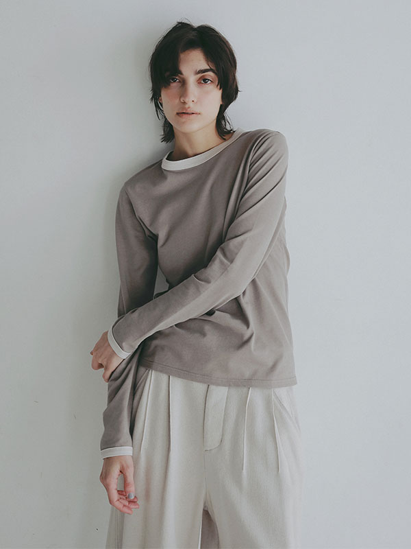 アウトステッチクルーネックロンTee