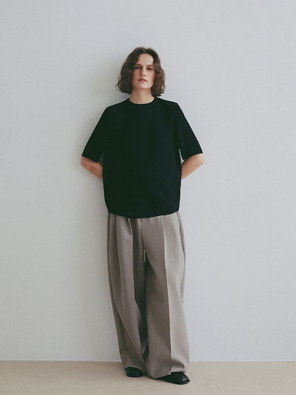 ダブルクロスハイウエストタックパンツ