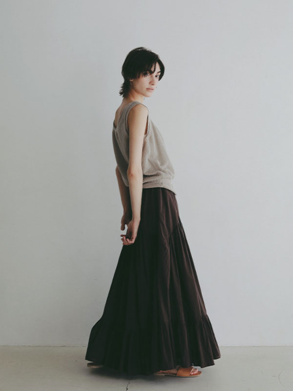 エアリーコットンガーメントダイボリュームスカート