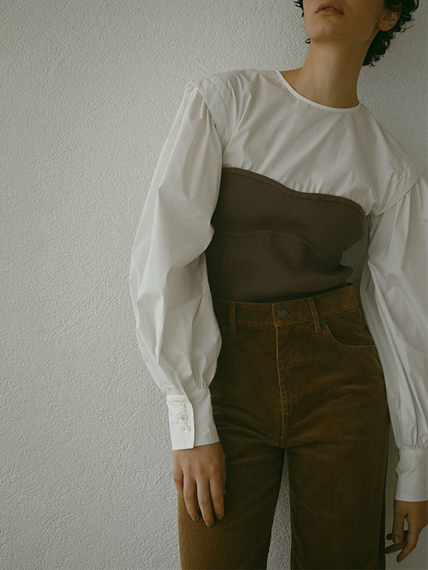 ニットビスチェボリュームスリーブブラウス