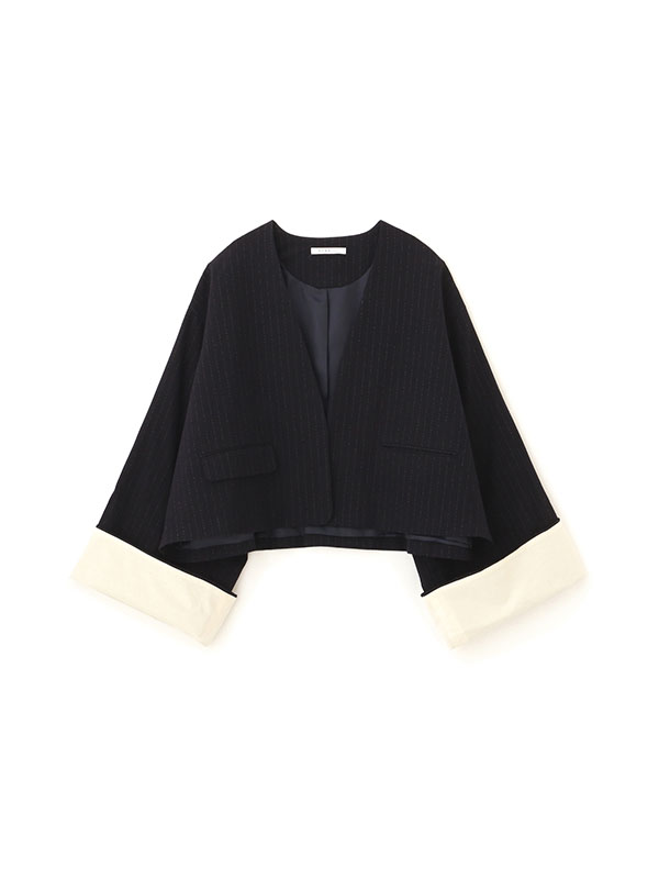 ワイドスリーブノーカラージャケット