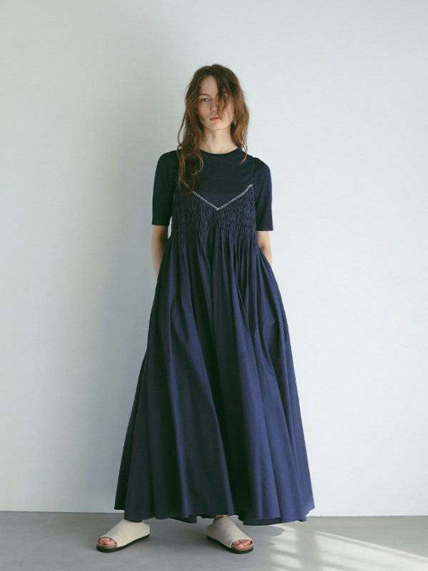 【超目玉枠】 バイカラーダブルニットハーフスリーブプルオーバー(F NAVY トップス