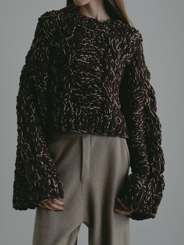 ハンドニットケーブルプルオーバー