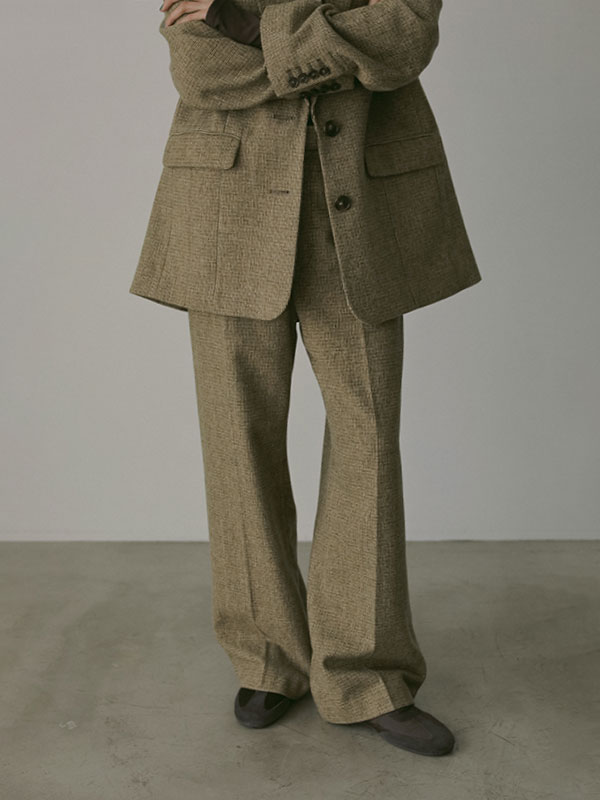 チェックツィードセンタークリースパンツ