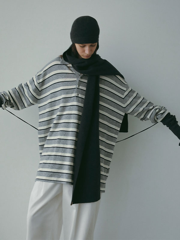 ホールガーメントストールニットキャップ