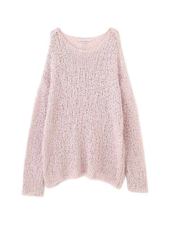 スラブヤーンローゲージニットプルオーバー