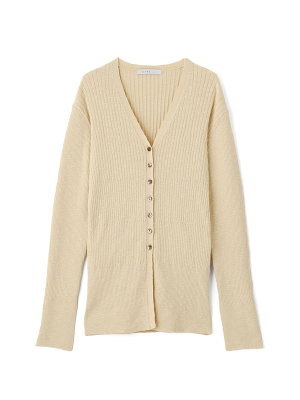 Vネックリブニットカーディガン