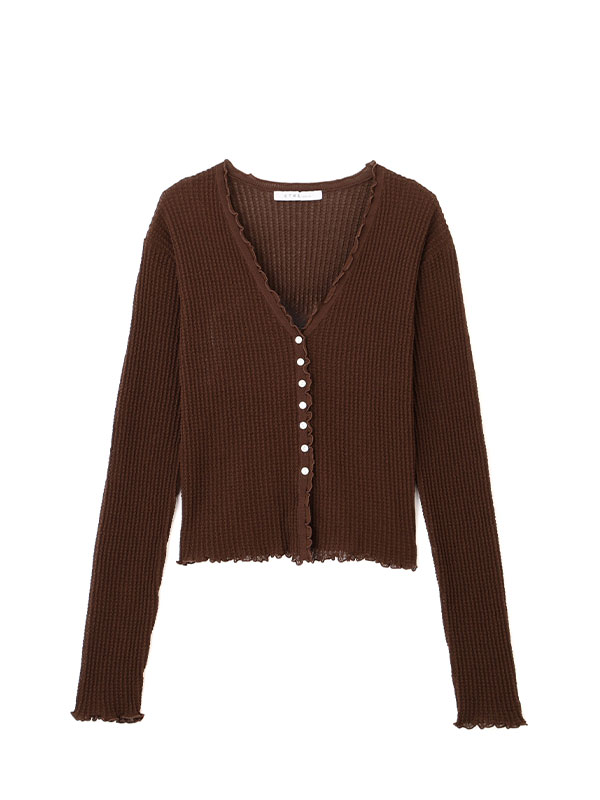 Vネックメローシアーカーディガン