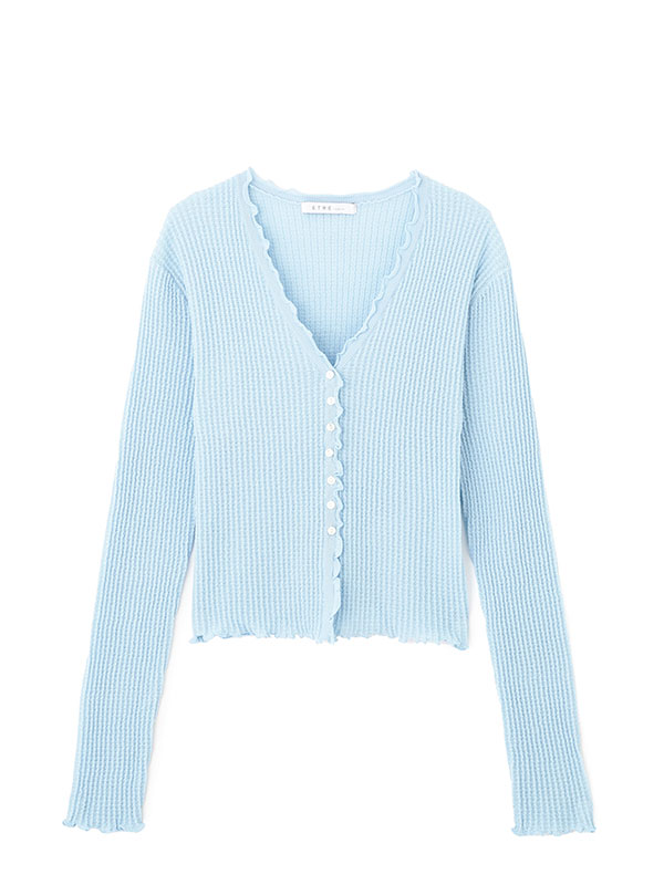 Vネックメローシアーカーディガン