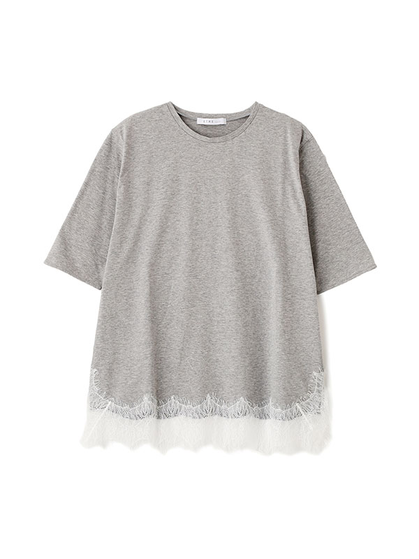クルーネックヘムレースTee