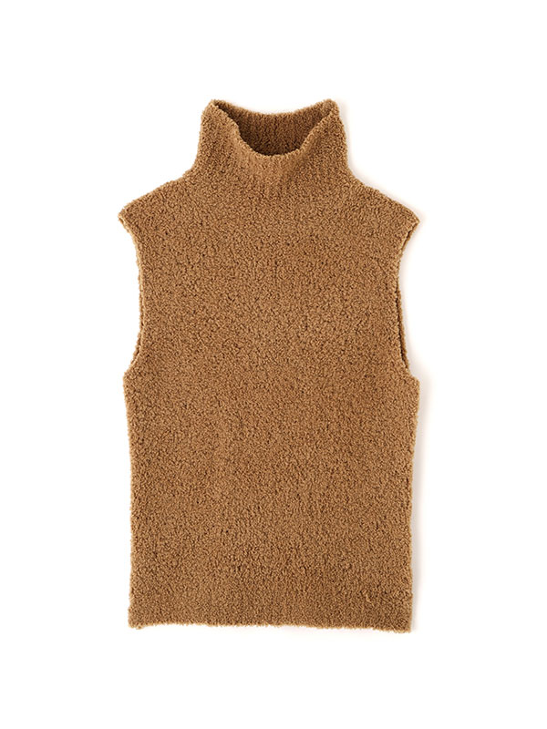 モールヤーンハイネックニットベスト