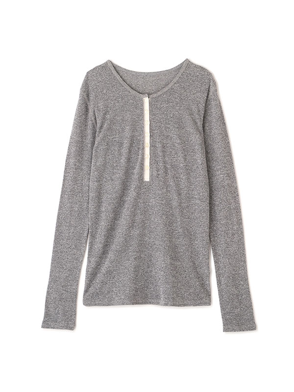 シアーワッフルヘンリーネックプルオーバー