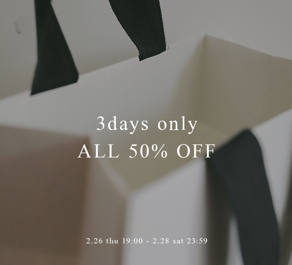 3days only all items 50%off