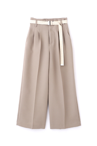 ハイウエストベルテッドセミワイドパンツ