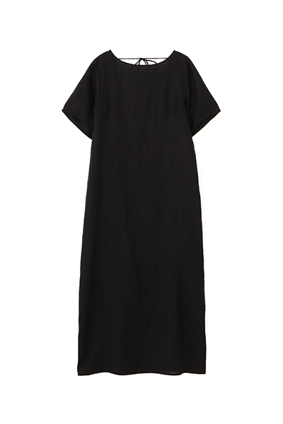 バックリボンリネンワンピース