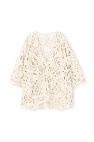 ブレードパターンノーカラーシャツ