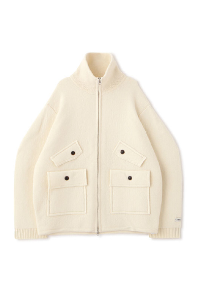 ダブルフェイスフロントファスナーニットPO