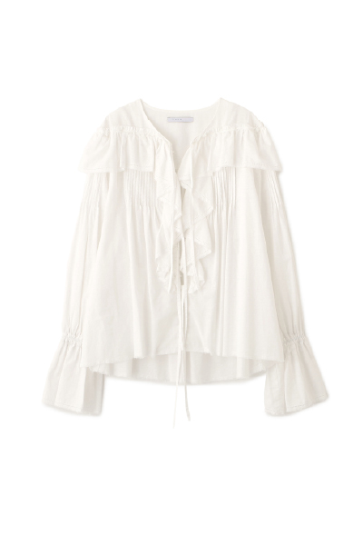 カットオフフリルネックシャツ